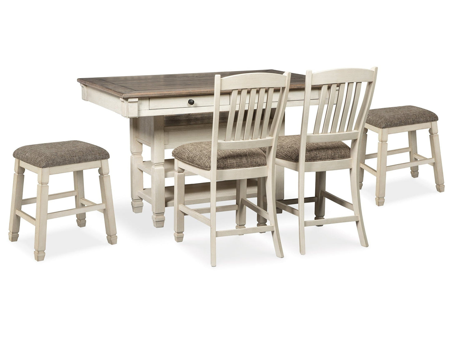 Bolanburg Antique White Counter Height Dining Table and 4 Barstools