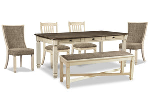 Bolanburg Antique White Dining Table, 4 Chairs and Bench