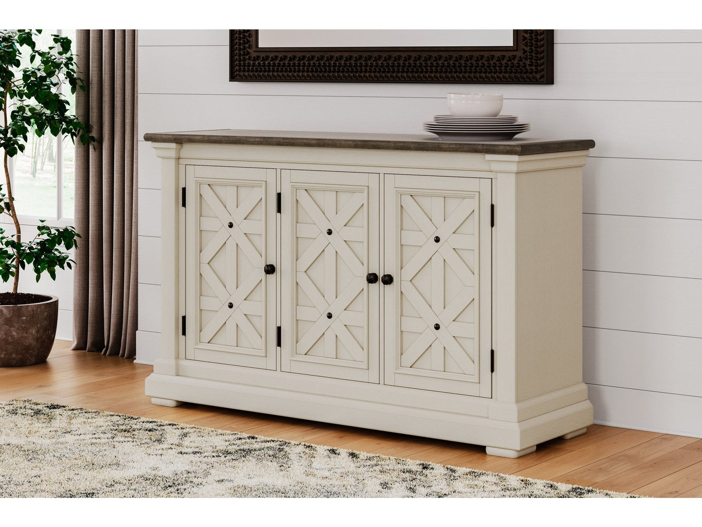 Bolanburg Antiqued White and Weathered Oak Dining Server