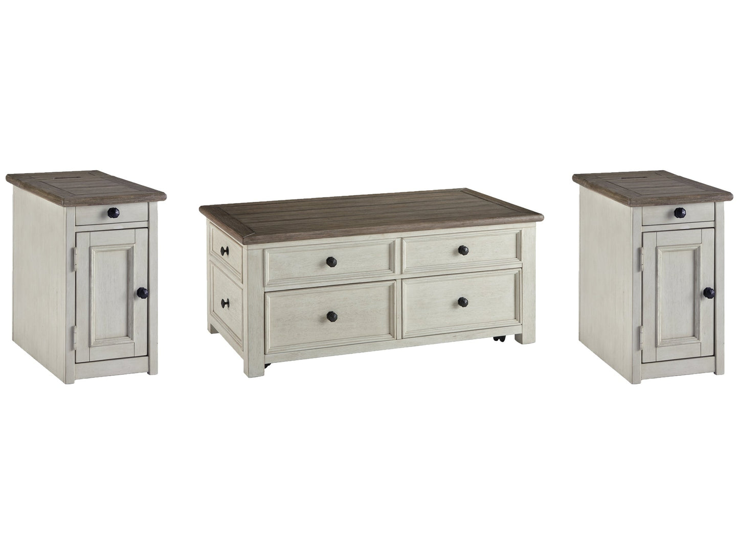 Bolanburg Two-tone Coffee Table and 2 Chairside End Tables