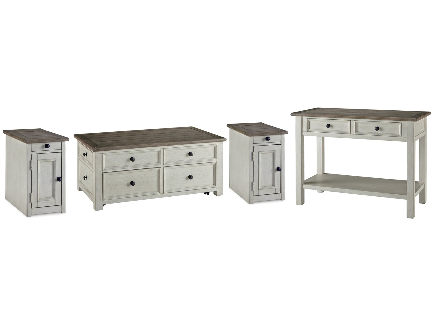 Bolanburg Two-tone Coffee Table and 2 Chairside End Tables with Console