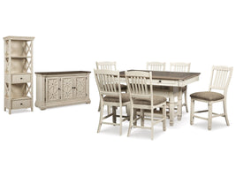 Bolanburg Two-tone Counter Height Table with 6 Barstools, Server and Display Cabinet