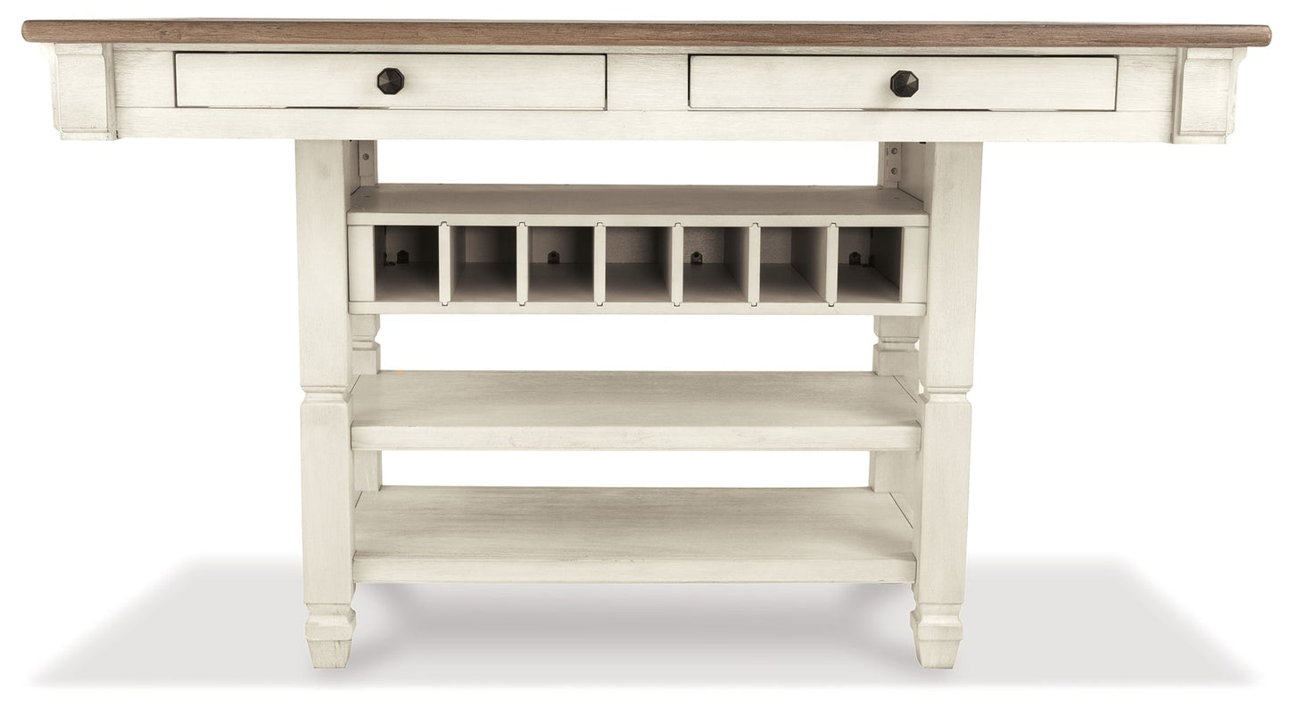 Bolanburg Two-tone Counter Height Table with 6 Barstools, Server and Display Cabinet