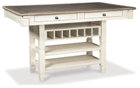 Bolanburg Two-tone Counter Height Table with 6 Barstools, Server and Display Cabinet