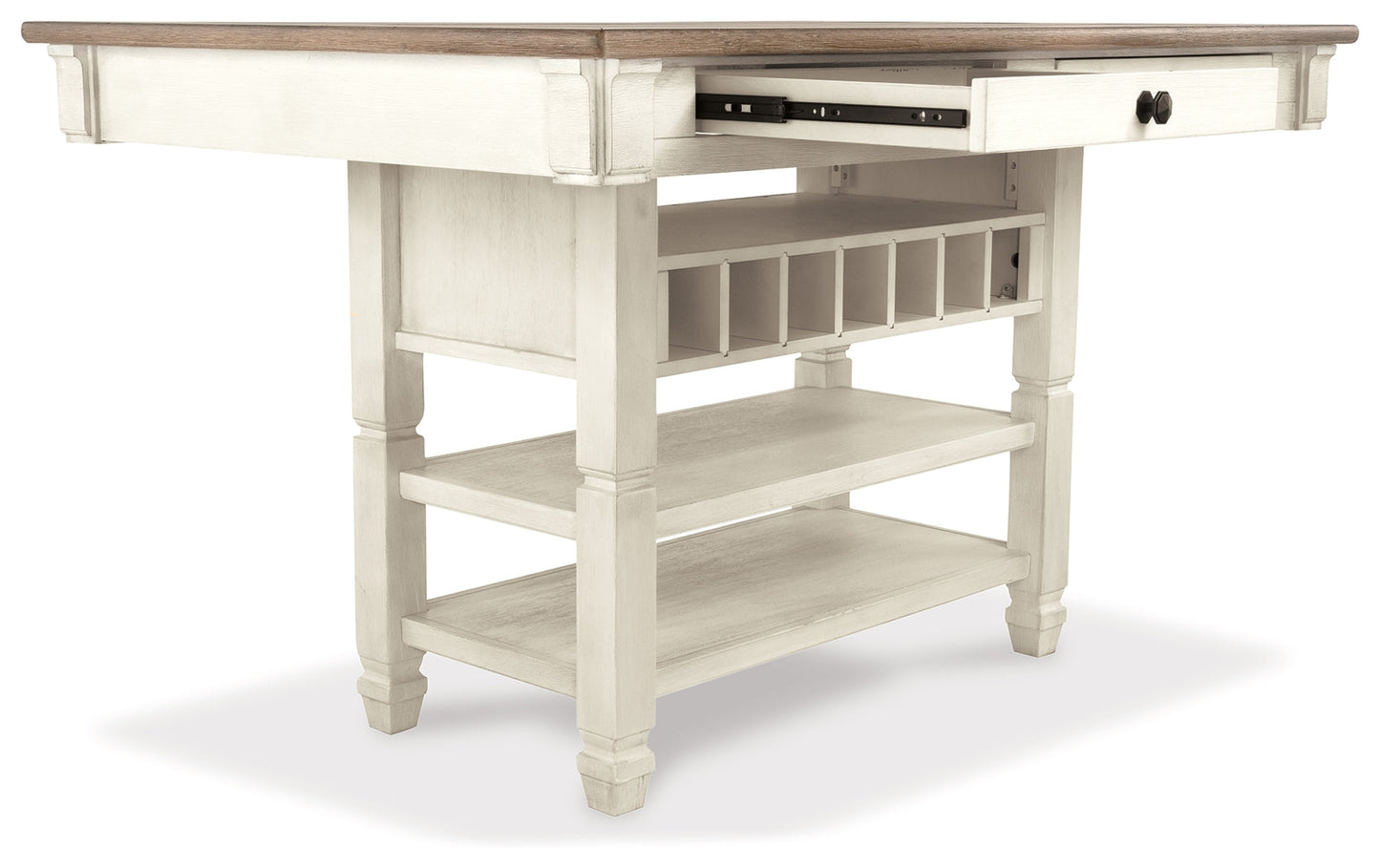 Bolanburg Two-tone Counter Height Table with 6 Barstools, Server and Display Cabinet