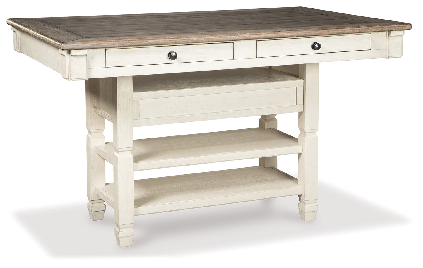 Bolanburg Two-tone Counter Height Table with 6 Barstools, Server and Display Cabinet
