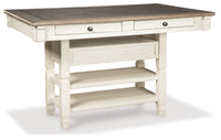 Bolanburg Two-tone Counter Height Table with 6 Barstools, Server and Display Cabinet