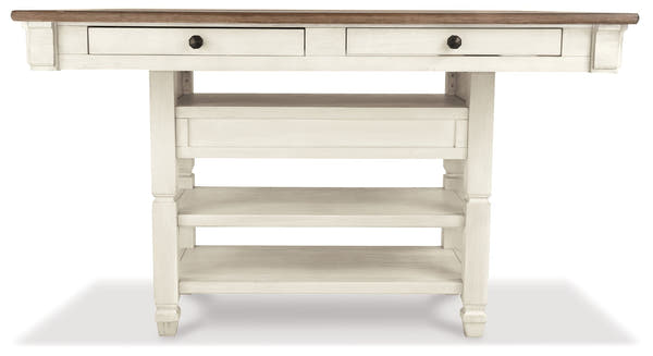 Bolanburg Two-tone Counter Height Table with 6 Barstools, Server and Display Cabinet