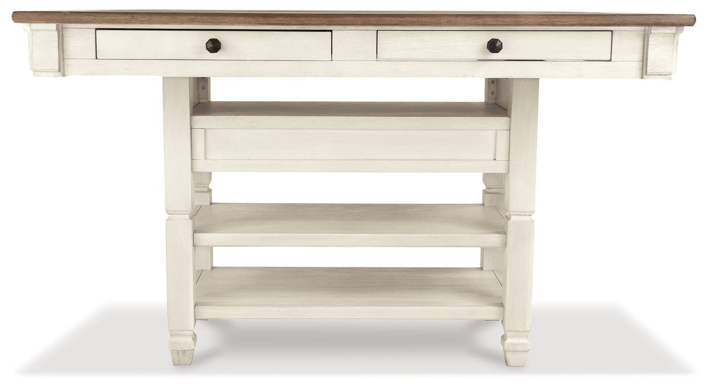 Bolanburg Two-tone Counter Height Table with 6 Barstools, Server and Display Cabinet