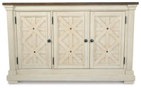 Bolanburg Two-tone Counter Height Table with 6 Barstools, Server and Display Cabinet