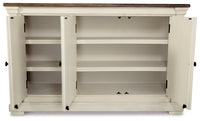 Bolanburg Two-tone Counter Height Table with 6 Barstools, Server and Display Cabinet