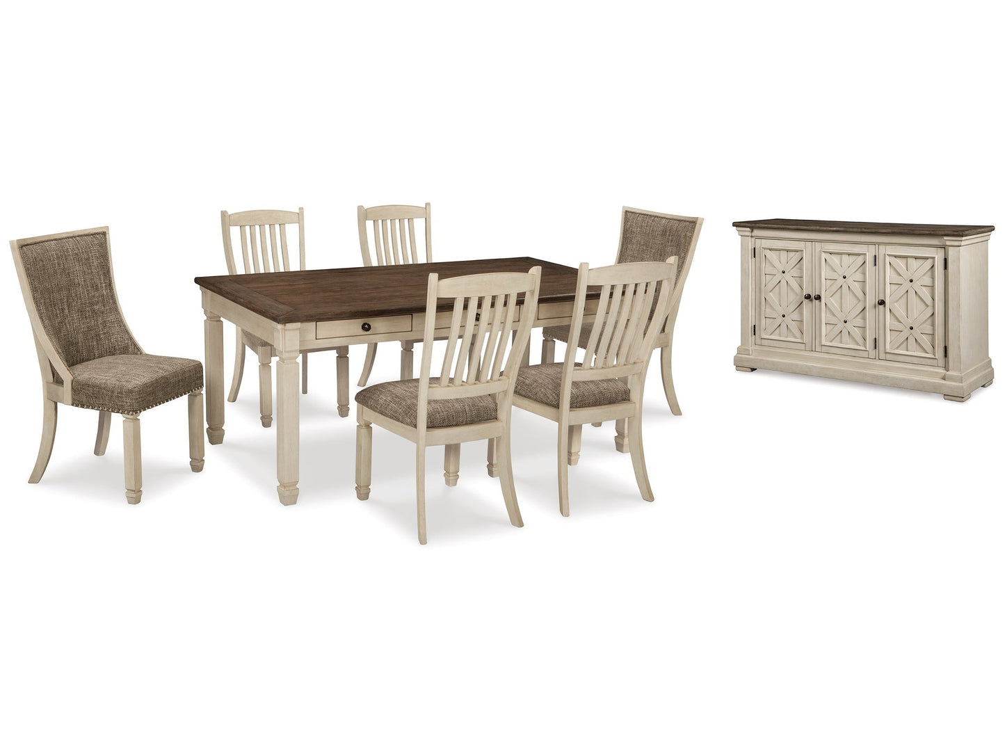 Bolanburg Two-tone Dining Table and 6 Chairs with Server