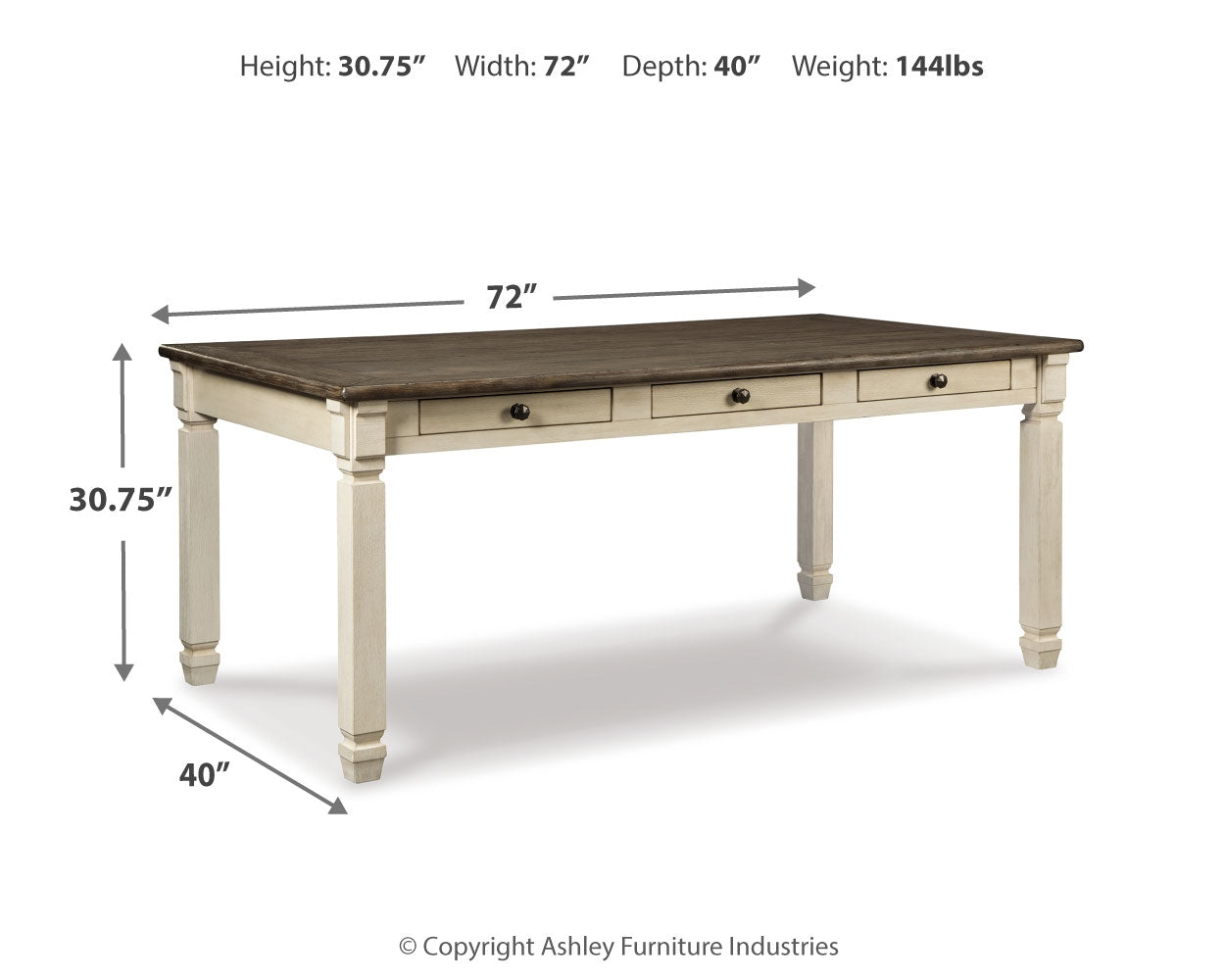 Bolanburg Twotone Rectangular Dining Table