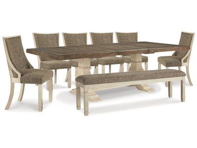 Bolanburg White Dining Table, 6 Chairs and Bench