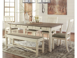 Bolanburg White Dining Table with 4 Chairs and Bench