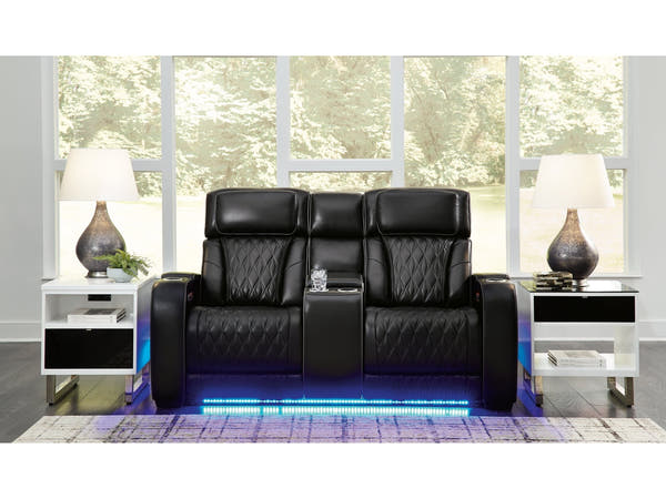 Boyington Black Power Reclining Loveseat with Console