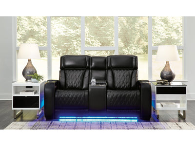 Boyington Black Power Reclining Loveseat with Console