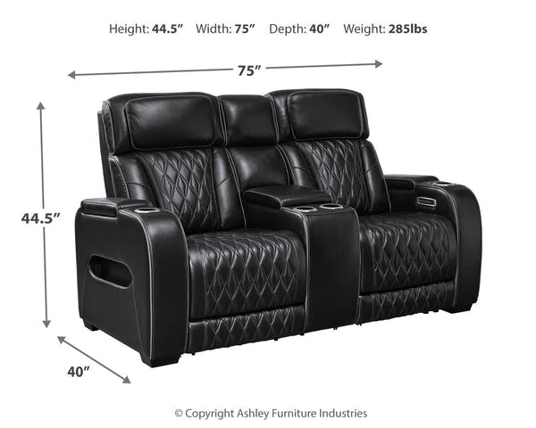Boyington Black Power Reclining Loveseat with Console