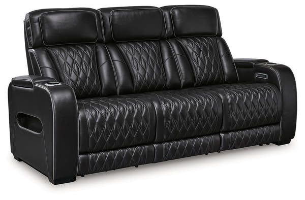 Boyington Black Power Reclining Sofa, Loveseat and Recliner
