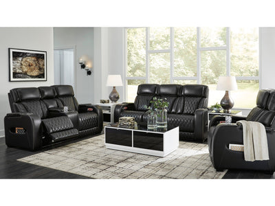 Boyington Black Power Reclining Sofa, Loveseat and Recliner