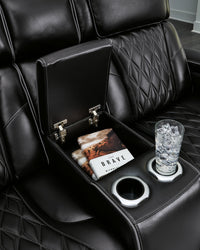 Boyington Black Power Reclining Sofa, Loveseat and Recliner