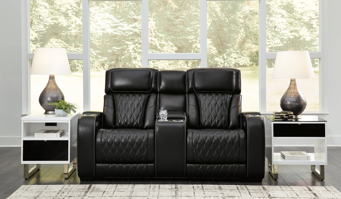 Boyington Black Power Reclining Sofa and Loveseat