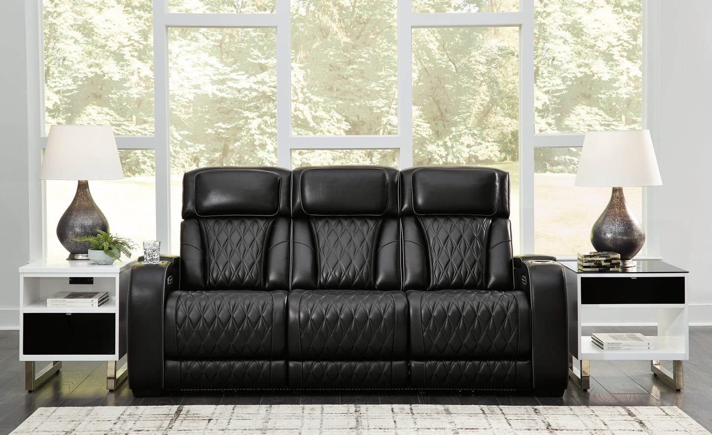 Boyington Black Power Reclining Sofa and Loveseat