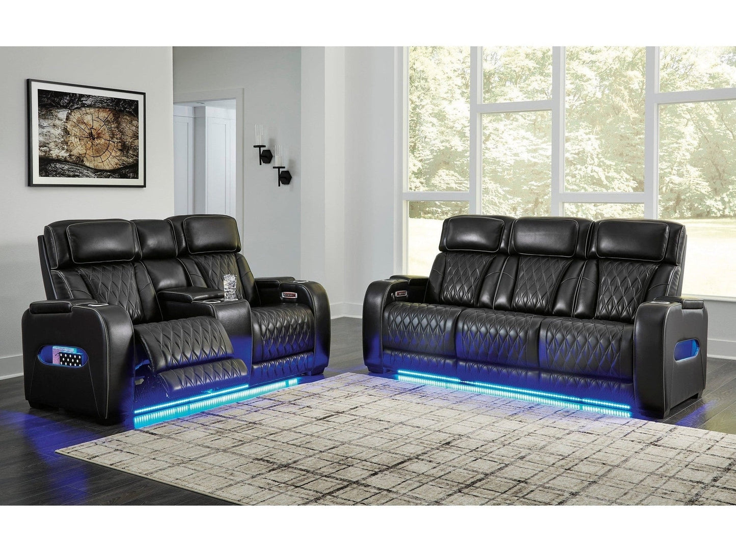 Boyington Black Power Reclining Sofa and Loveseat