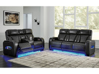 Boyington Black Power Reclining Sofa and Loveseat