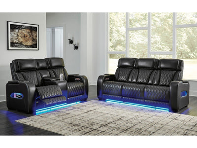 Boyington Black Power Reclining Sofa and Loveseat