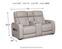 PWR REC LOVESEAT/CON/ADJ/Boyington/Gray