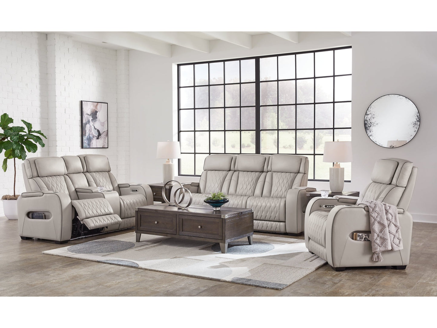 Boyington Gray Power Reclining Living Room Set
