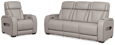 Boyington Gray Power Reclining Sofa and Recliner
