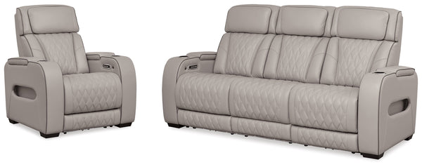 Boyington Gray Power Reclining Sofa and Recliner