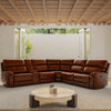 Leather Sectional with Power Head & Foot Recline Brazil Cognac