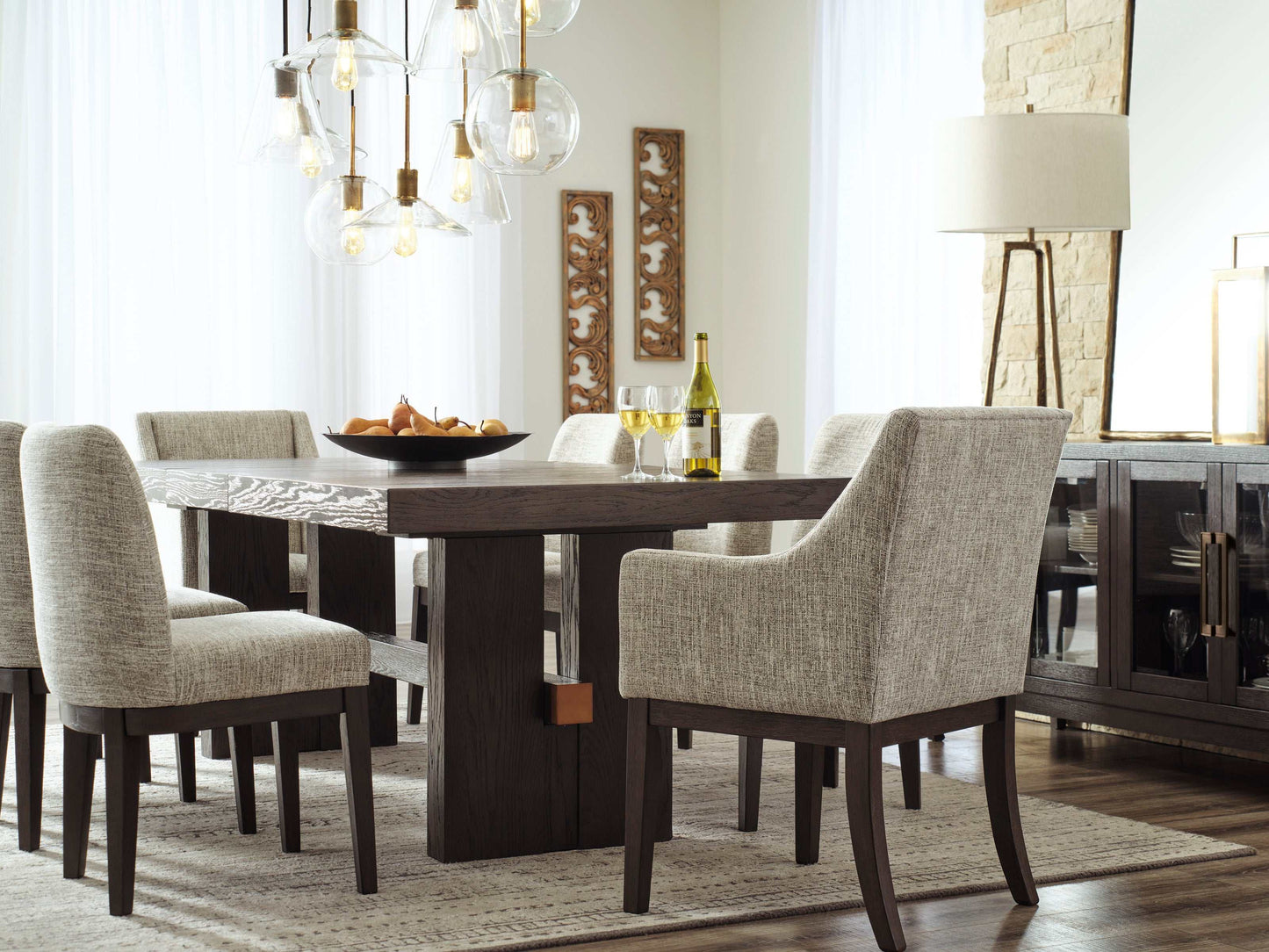 Burkhaus Dark Brown Dining Room Set / 7pc (4 side chairs)