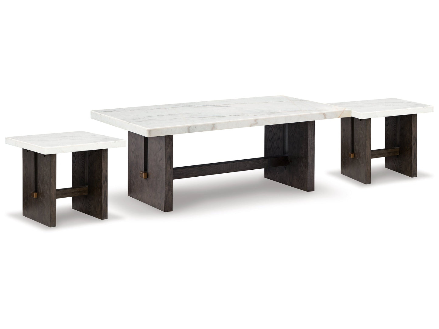Burkhaus White Coffee Table and 2 Ends