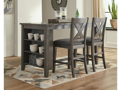 Caitbrook Gray Counter Height Dining Table and 2 Barstools