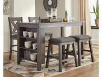 Caitbrook Gray Counter Height Dining Table and 4 Barstools (2 Chairs + 2 Stools)
