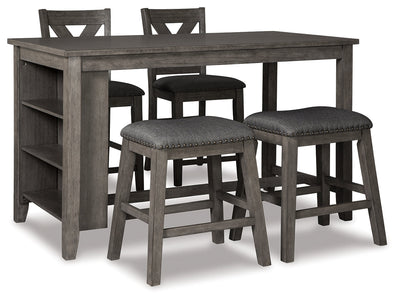 Caitbrook Gray Counter Height Dining Table and 4 Barstools (2 Chairs + 2 Stools)