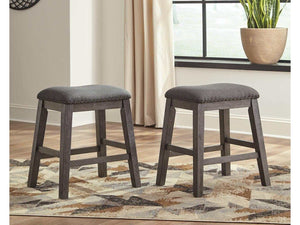 Caitbrook Gray Counter Height Uph. Bar Stool /Chair (Set of 2)