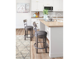 Caitbrook Gray Swivel Bar Height Bar Chair / 1pc