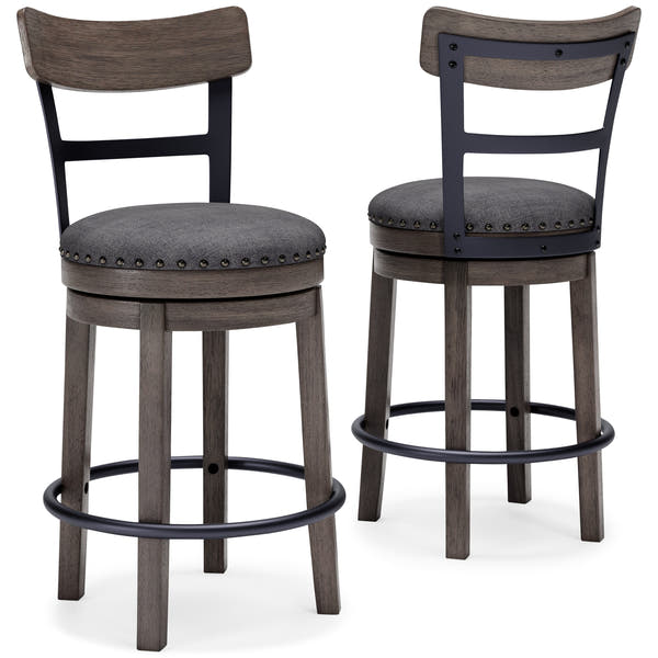 Caitbrook Gray Swivel Bar Height Bar Chair / 1pc