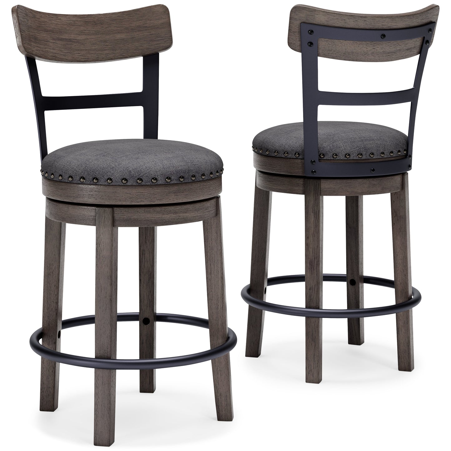 Caitbrook Gray Swivel Bar Height Bar Chair / 1pc