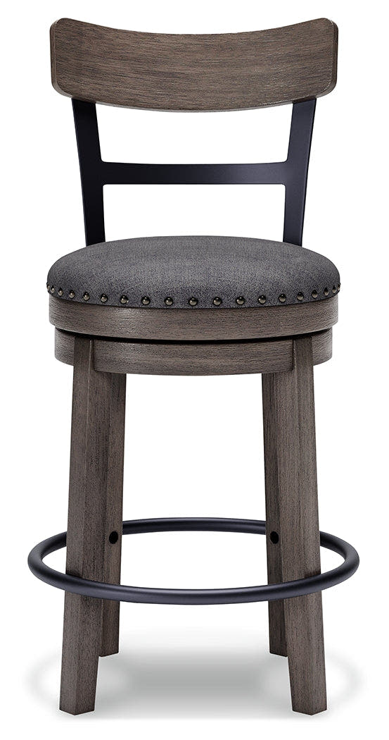 Caitbrook Gray Swivel Bar Height Bar Chair / 1pc