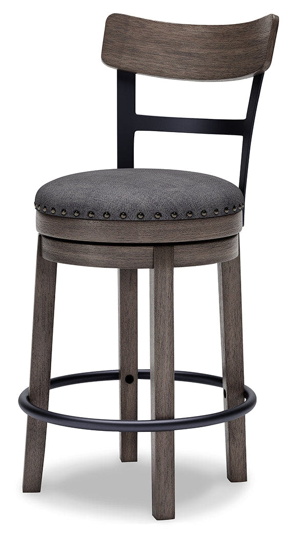 Caitbrook Gray Swivel Bar Height Bar Chair / 1pc