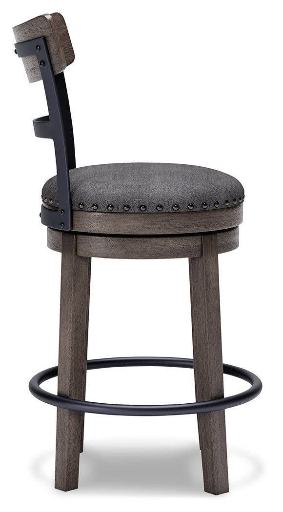 Caitbrook Gray Swivel Bar Height Bar Chair / 1pc