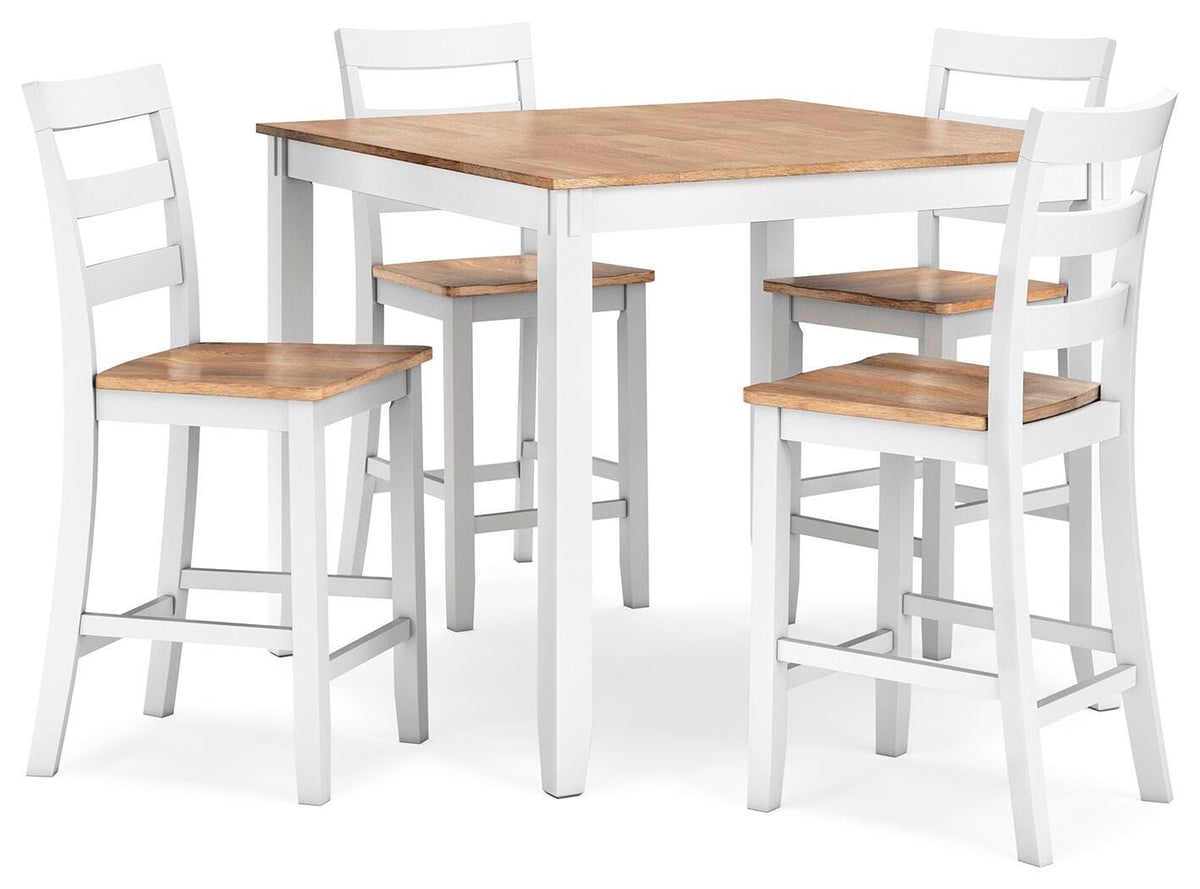 Gesthaven Natural/White Counter Height Dining Table and 4 Barstools (Set of 5)