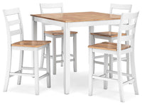 Gesthaven Natural/White Counter Height Dining Table and 4 Barstools (Set of 5)