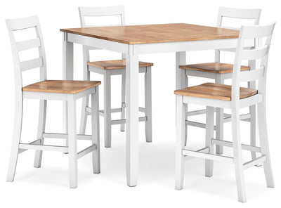 Gesthaven Natural/White Counter Height Dining Table and 4 Barstools (Set of 5)